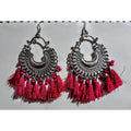 Muskan Fancy Glass Pearl Stone Red Thread Earrings