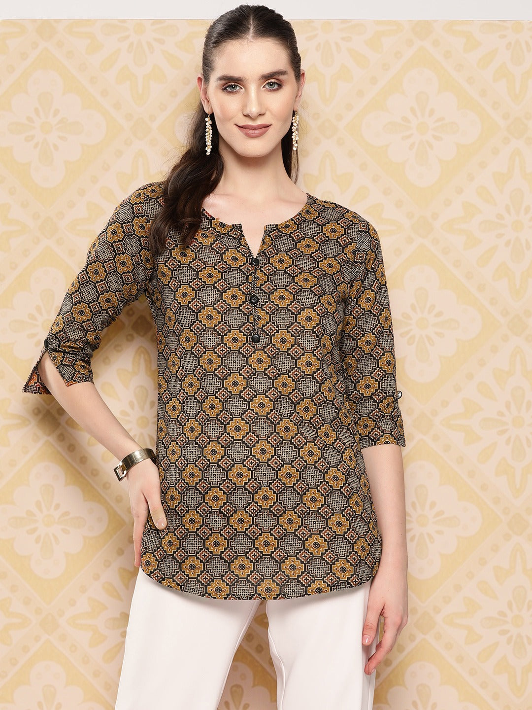 Yufta Geometric Printed Pure Cotton Ethnic Tunic