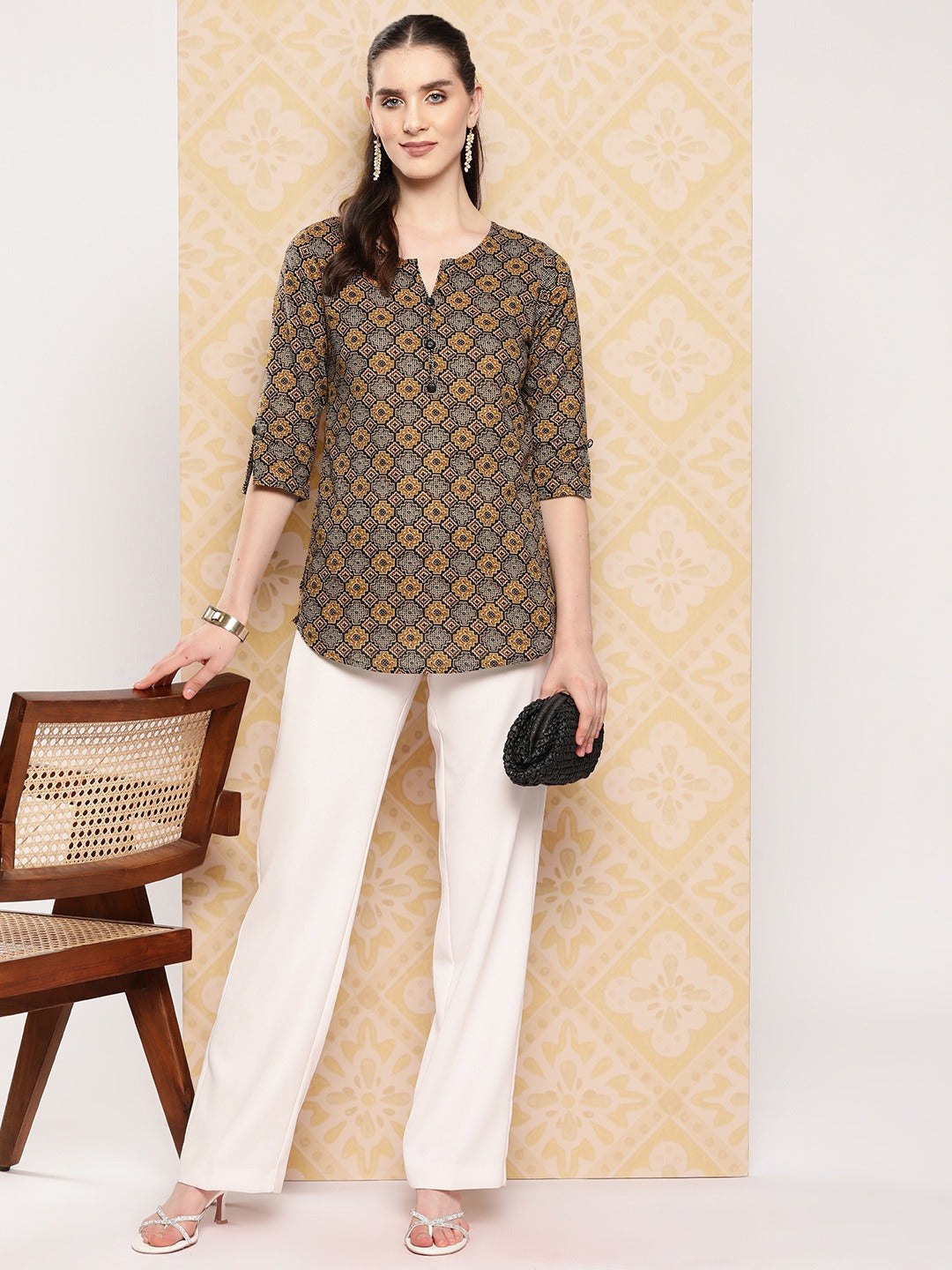 Yufta Geometric Printed Pure Cotton Ethnic Tunic
