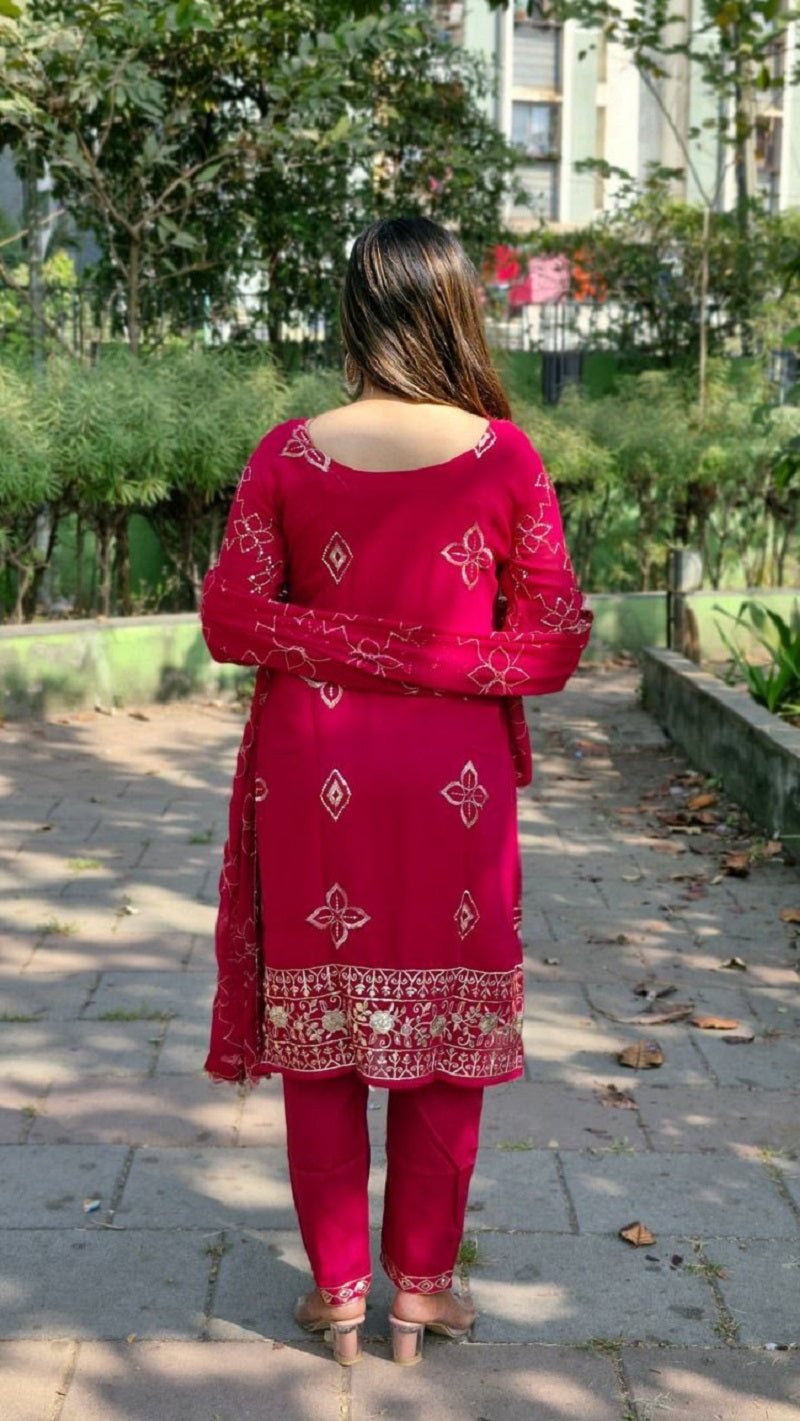 Lehenga Mart Designer Sequence embroidery Work Ready Made kurti with pant and dupatta
