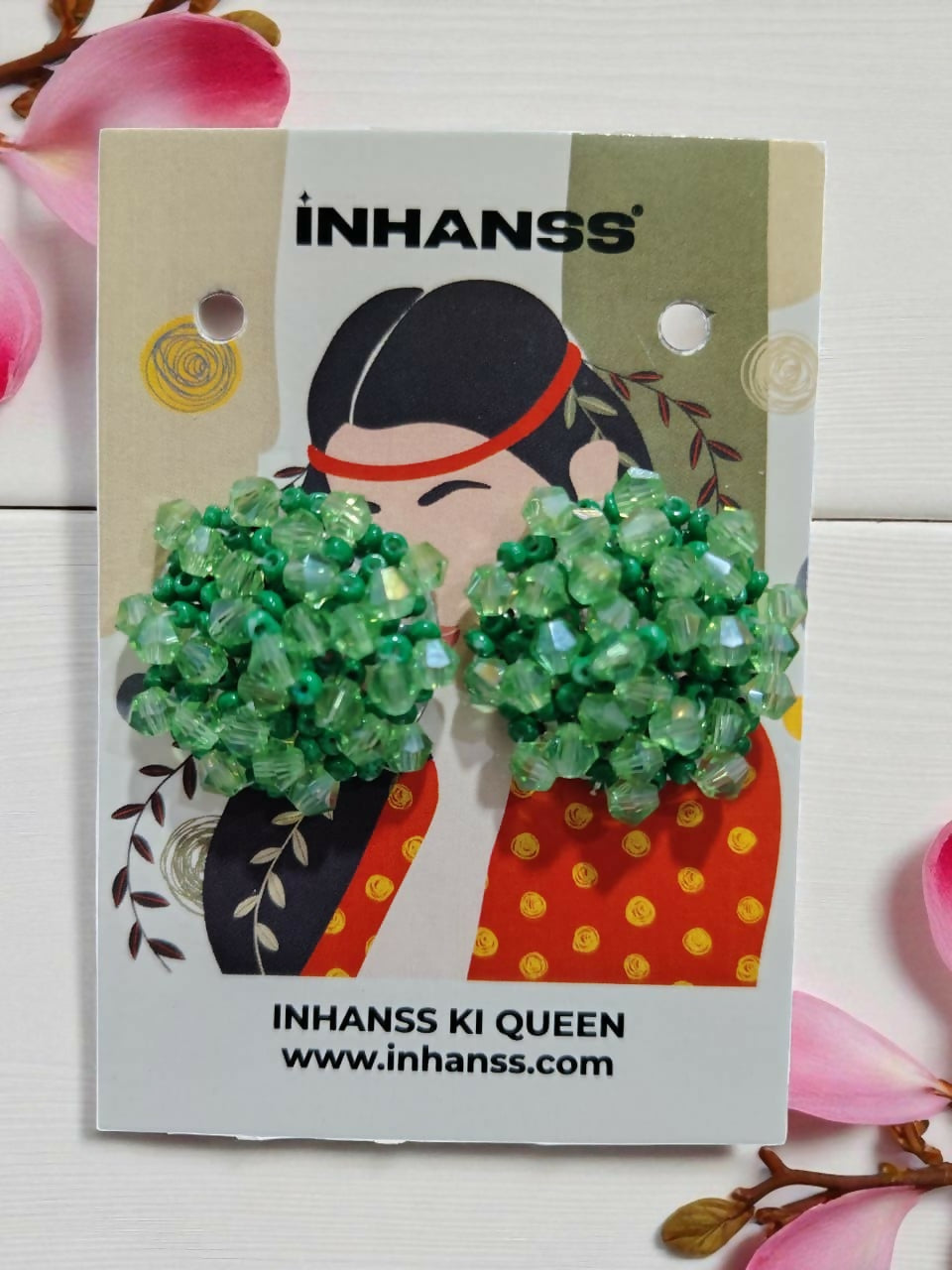 Inhanns Small Statement Studs Earrings - Light Green - Distacart