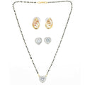 AanyaCentric Gold-Polished Mangalsutra with Pendant, 2 Pair Earrings