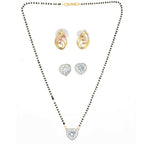 AanyaCentric Gold-Polished Mangalsutra with Pendant, 2 Pair Earrings