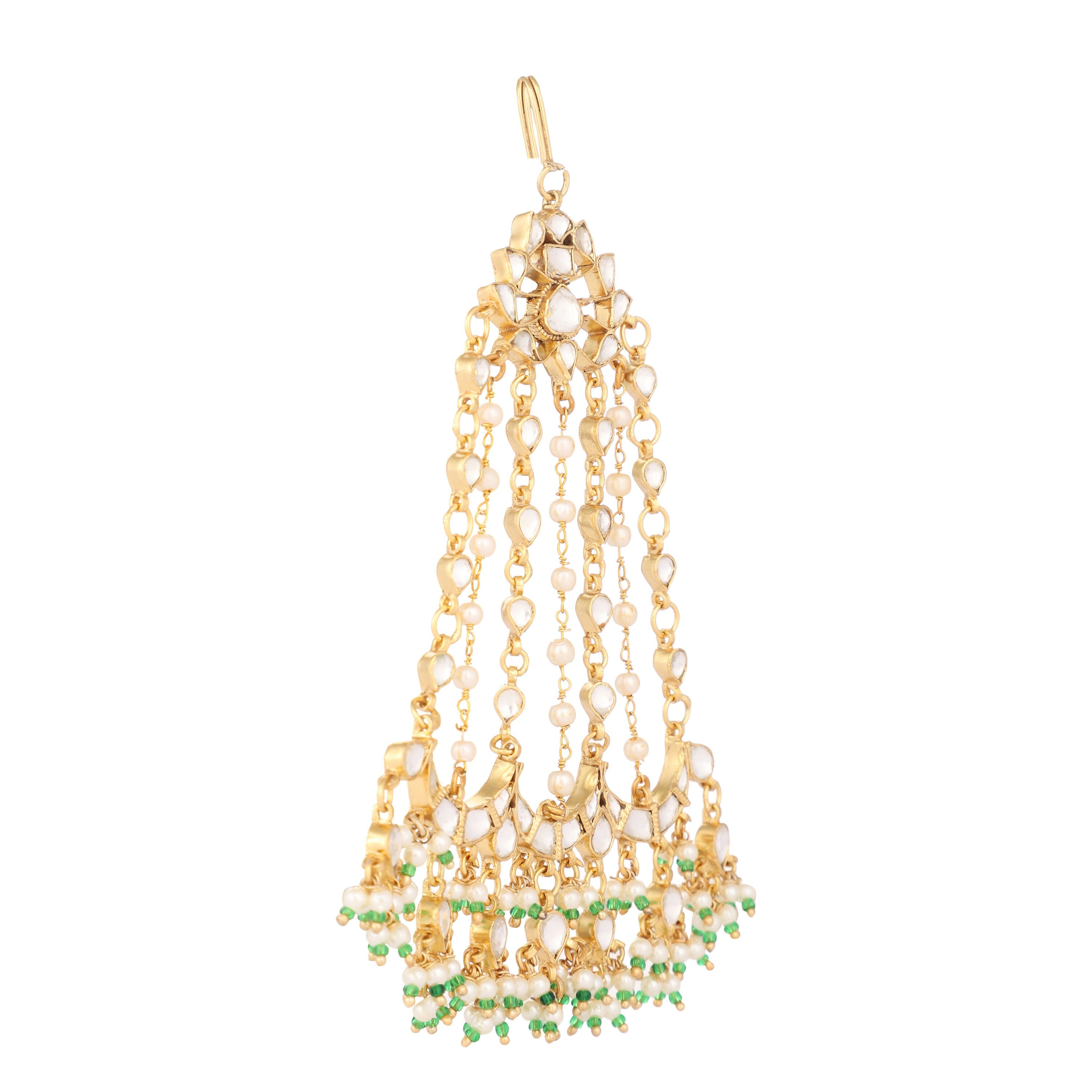 Nuyug 22K Gold-Plated Kundan Studded Jhumar Paasa Statement Head Jewellery - Distacart
