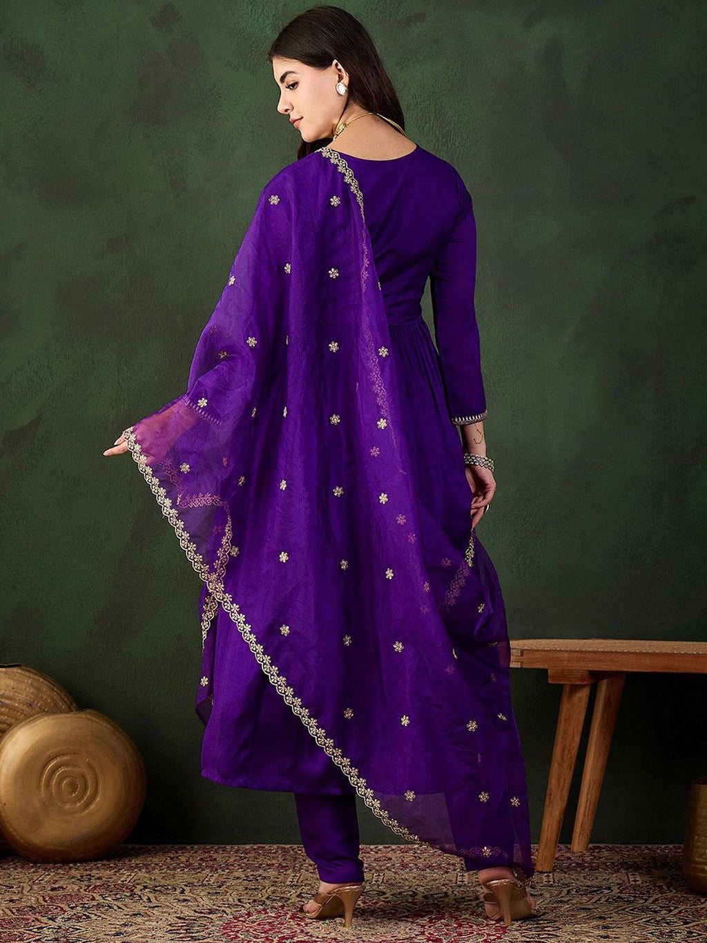 Sangria Embroidered Kurta & Trouser With Dupatta Kurta Set - Distacart