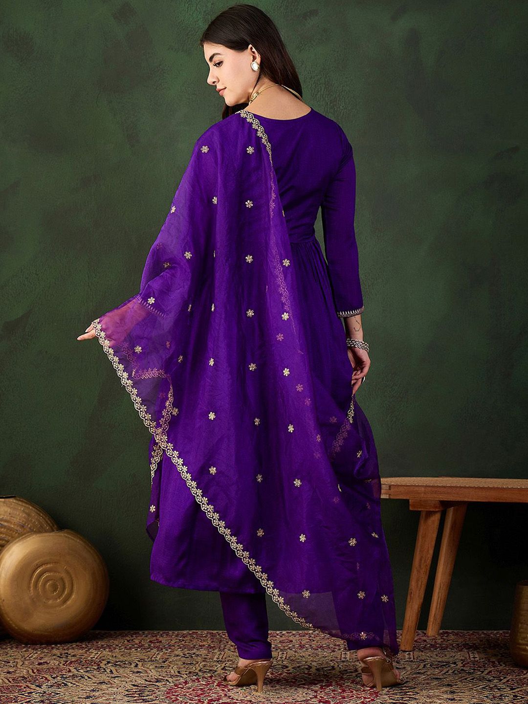 Sangria Embroidered Kurta & Trouser With Dupatta Kurta Set - Distacart