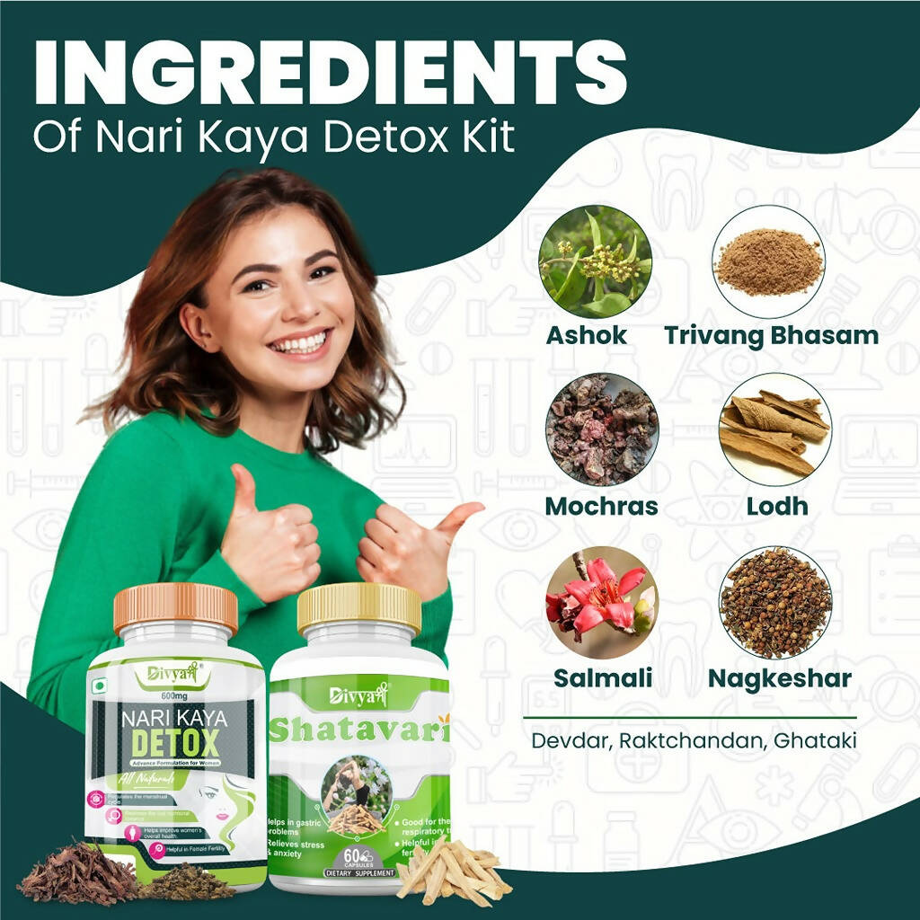 Divya Shree Nari Kaya Detox Capsule and Shatavari Capsule Combo - Distacart