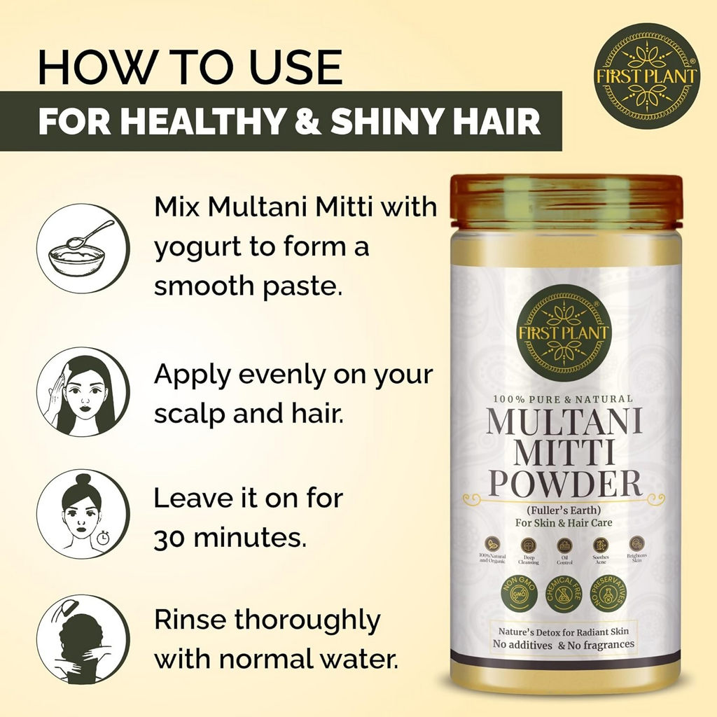 First Plant Multani Mitti Powder For Face Pack & Glowing Skin