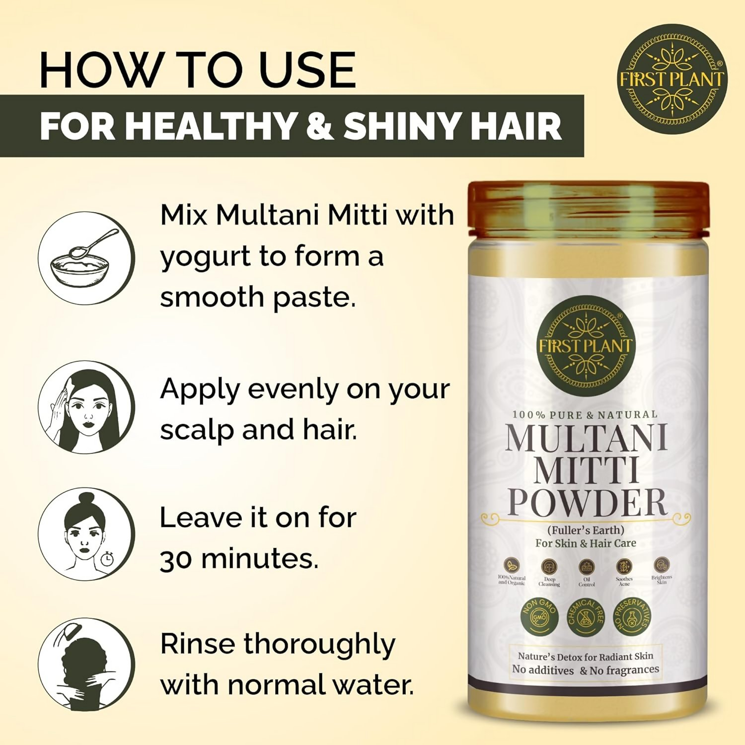 First Plant Multani Mitti Powder For Face Pack & Glowing Skin