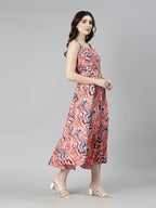 Souchii Multicolour Abstract Print Fit & Flare Midi Dress