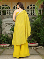 Janasya Yellow Georgette Solid Top Bottom Cape