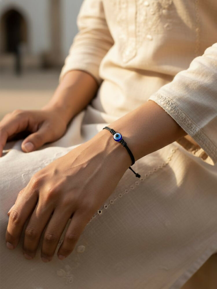 NVR Black Evil Eye Adjustable Bracelet for Men & Women - Distacart