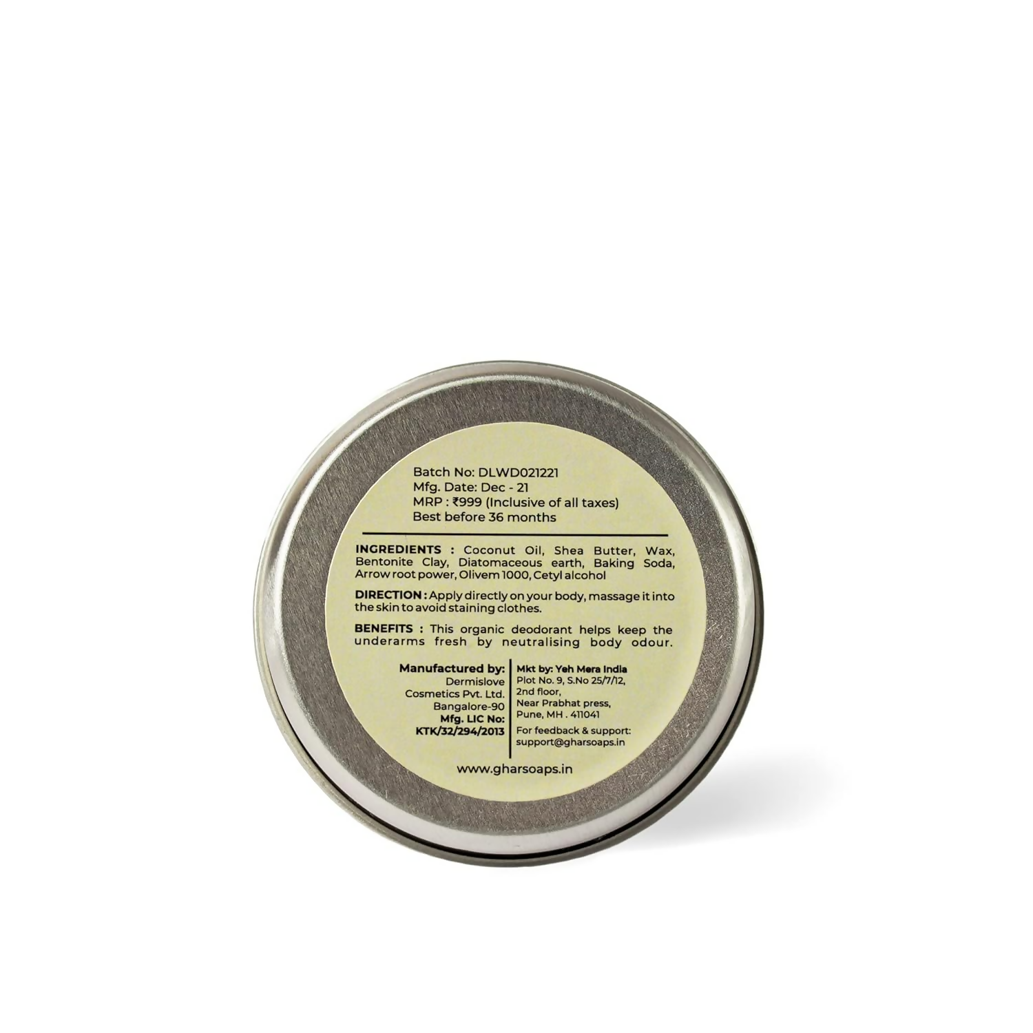 Ghar Soaps Organic Deodorant For Women And Men (Strawberry)