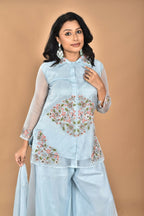 Morchari Women And Hand Embroidery Palazzo Set-Sky Blue
