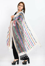 Mominos Fashion Moeza Women's Orgenza Multi Thread Mirror Work White Dupatta - Distacart