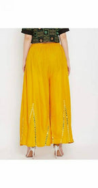 Mominos Fashion Yellow Mirror Work Palazzo