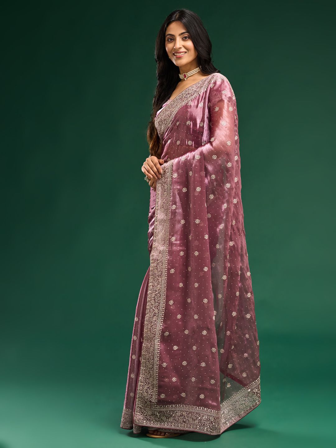 kasee Floral Embroidered Silk Blend Saree