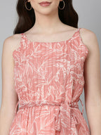 Souchii Peach Floral Fit & Flare Maxi