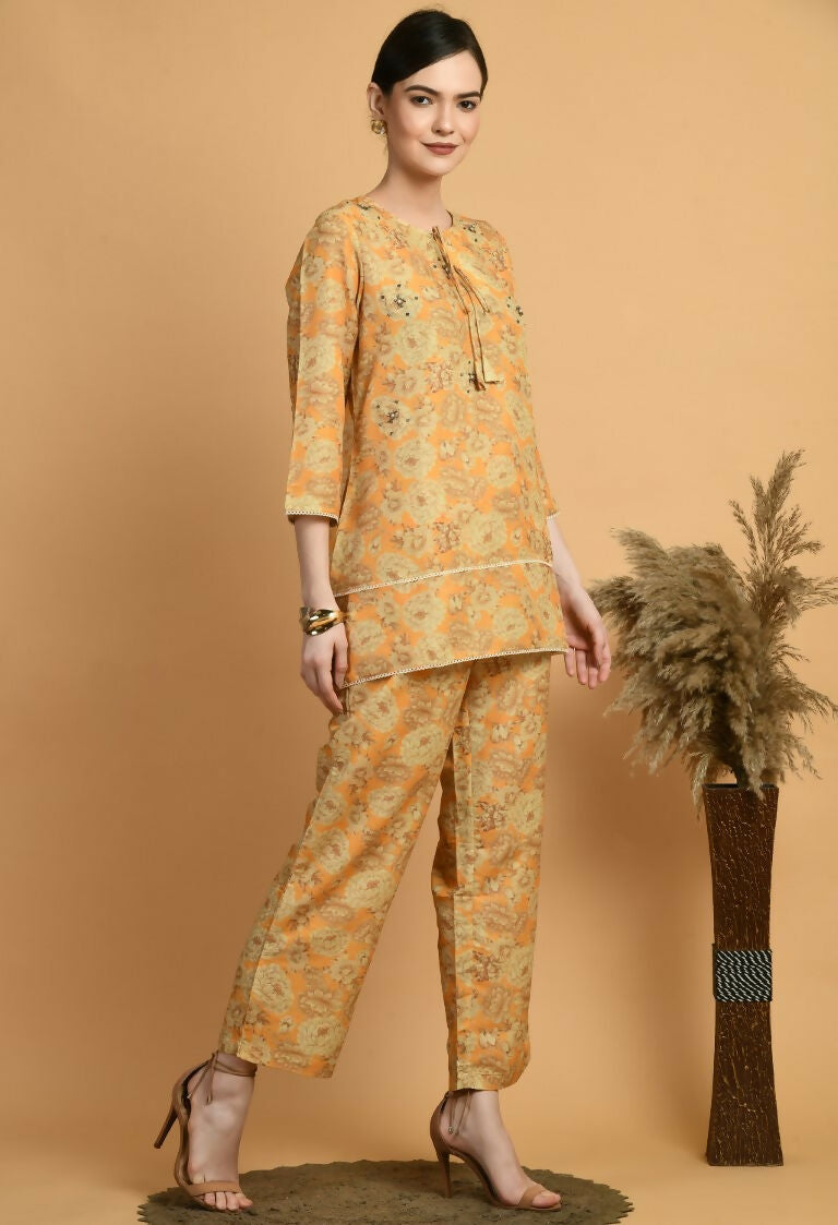 Joban Fashion Mustard Maslin Kurta Set