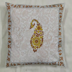 The Decor Nook Yellow Brown Paisley With Brown Border Cushion Cover