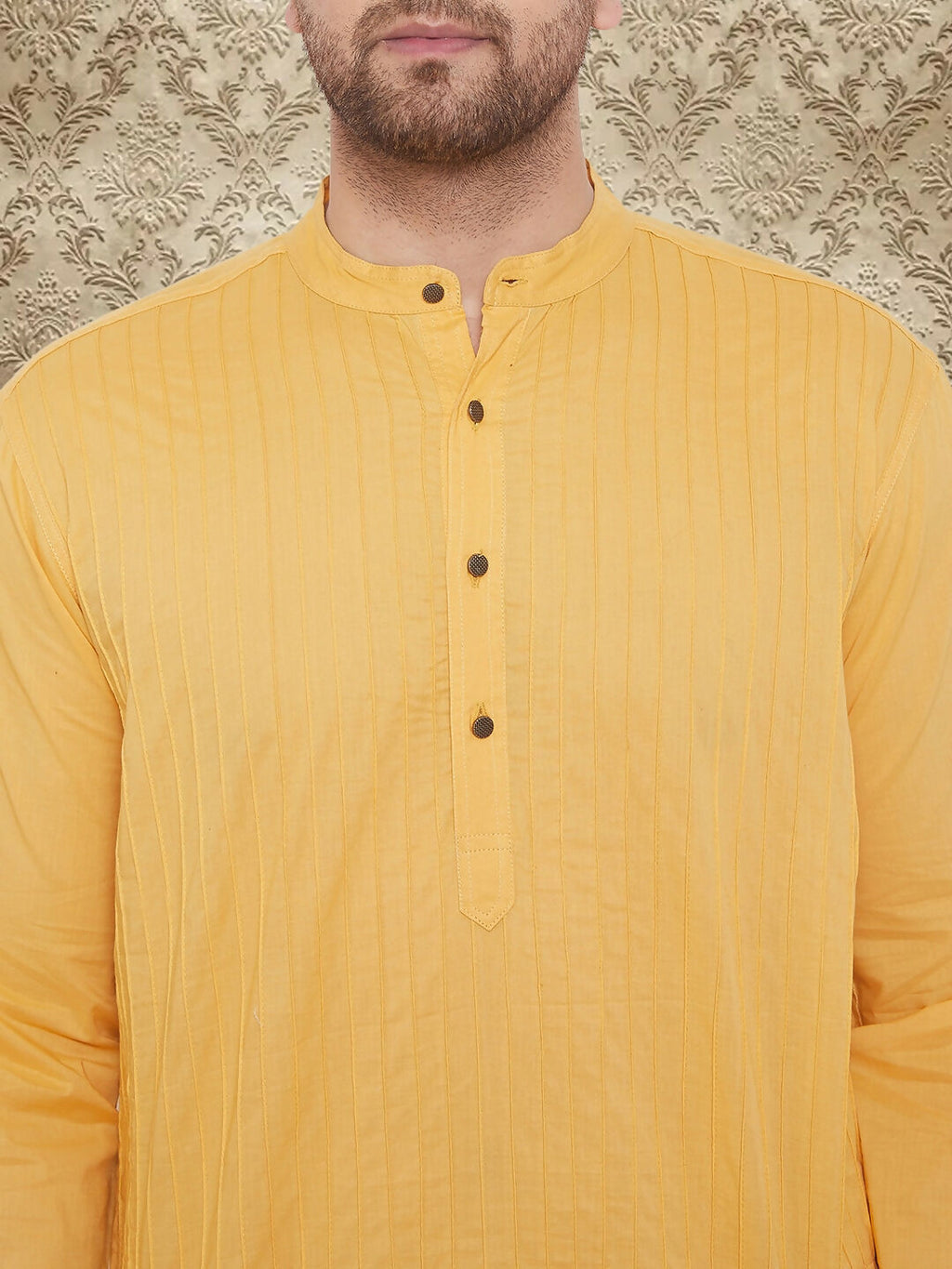 Even Apparels Men's Pintuck Fancy Yellow Kurta