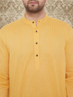 Even Apparels Men's Pintuck Fancy Yellow Kurta