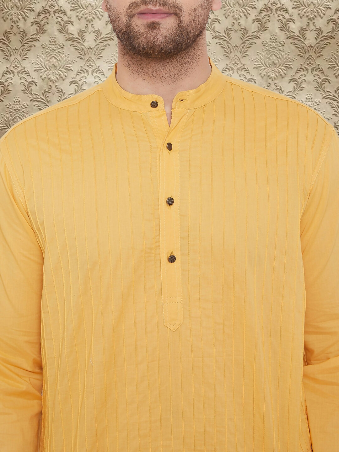 Even Apparels Men's Pintuck Fancy Yellow Kurta