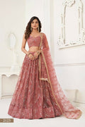 Aastha Fashion Dusty Onion Pink Butterfly Net Tone To Tone Thread Work, Sequence Work And Original Mirror Work Embroidery Wedding Wear Lehenga Choli