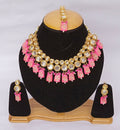 Joban Fashion Pink Kundan Work Necklace Set