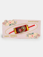 NVR Men Red Stone-Studded Rakhi With Roli Chawal & Chocolate - Distacart