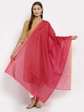 Myshka Women's Red Cotton Solid Casual Dupatta