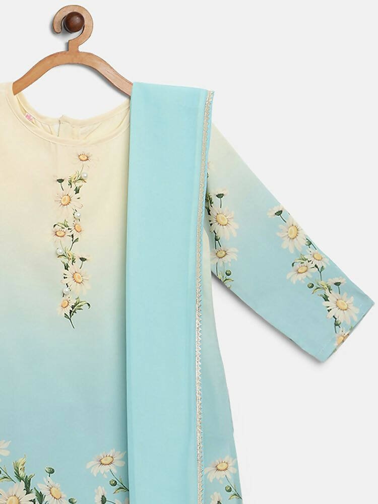 Ahalyaa Multi Crepe Printed Kids Kurta Sharara Sets With Dupatta For Girls