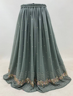 Lorenvalley Fashion Grey Faux Georgette Embroidery with Sequince Work Salwar Lehenga Stitched