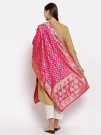 Myshka Women's Pink Silk Print Casual Dupatta