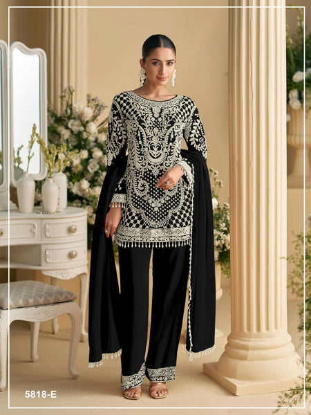 Anaita Black Georgette Stitched Suit with Embroidered Beads & Sequence Work