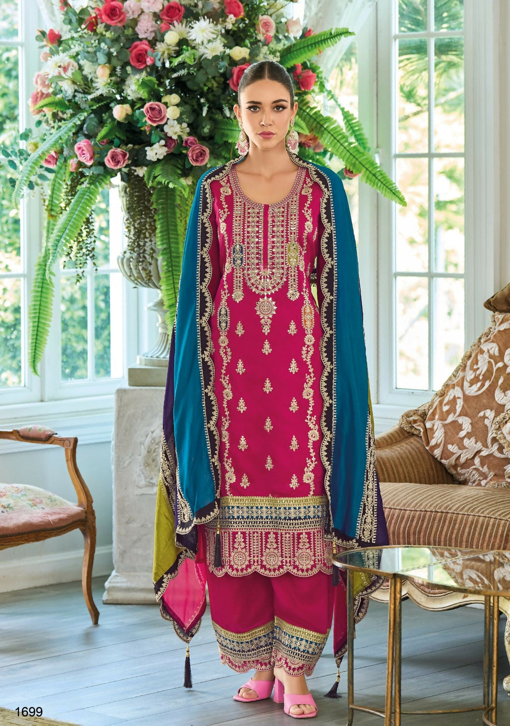 Anaita Pink Premium Embroidered Chinon Stitched Salwar Suit - Distacart
