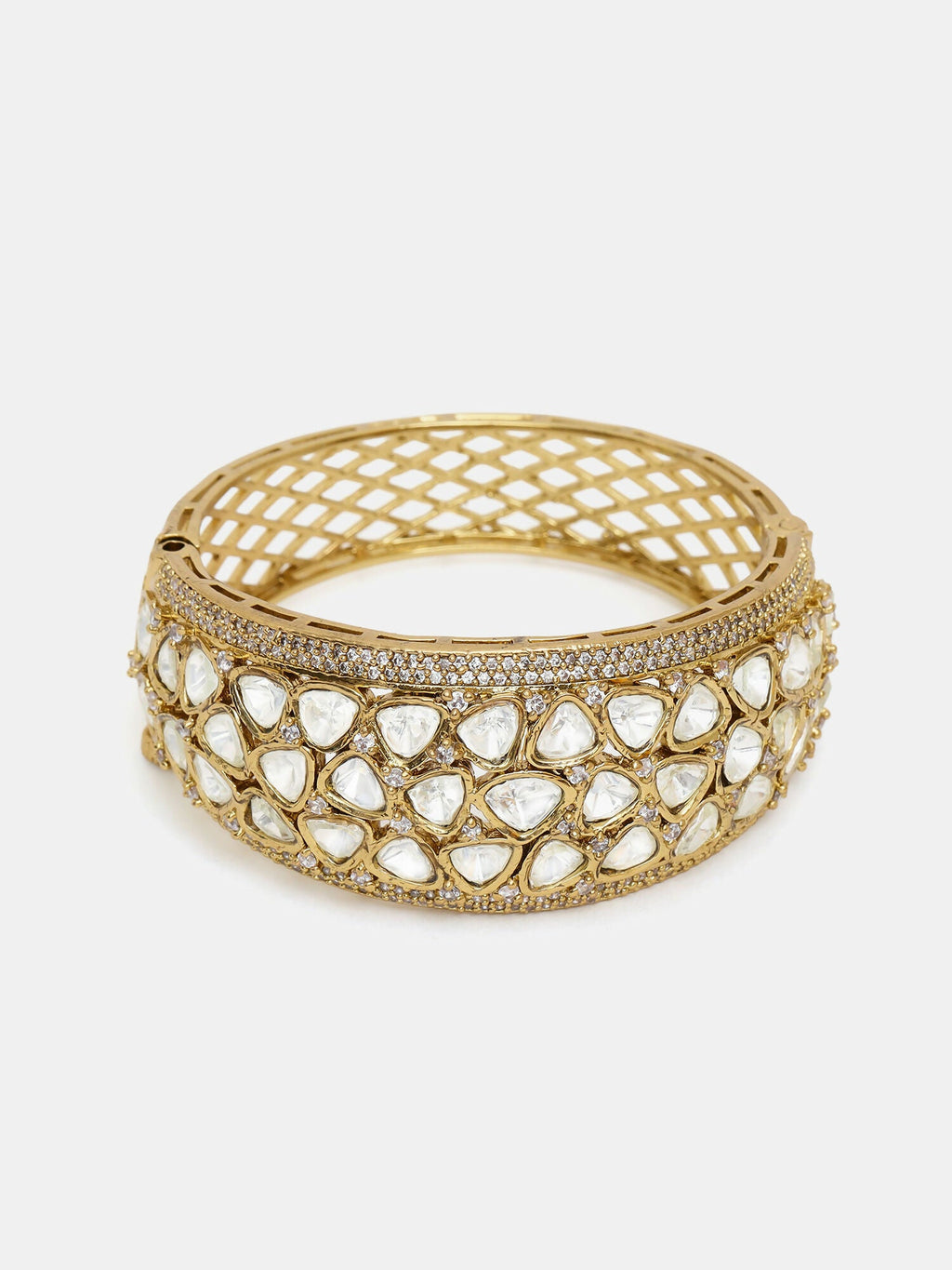 Ruby Raang 22k Gold Polished Kundan Bracelet - Distacart