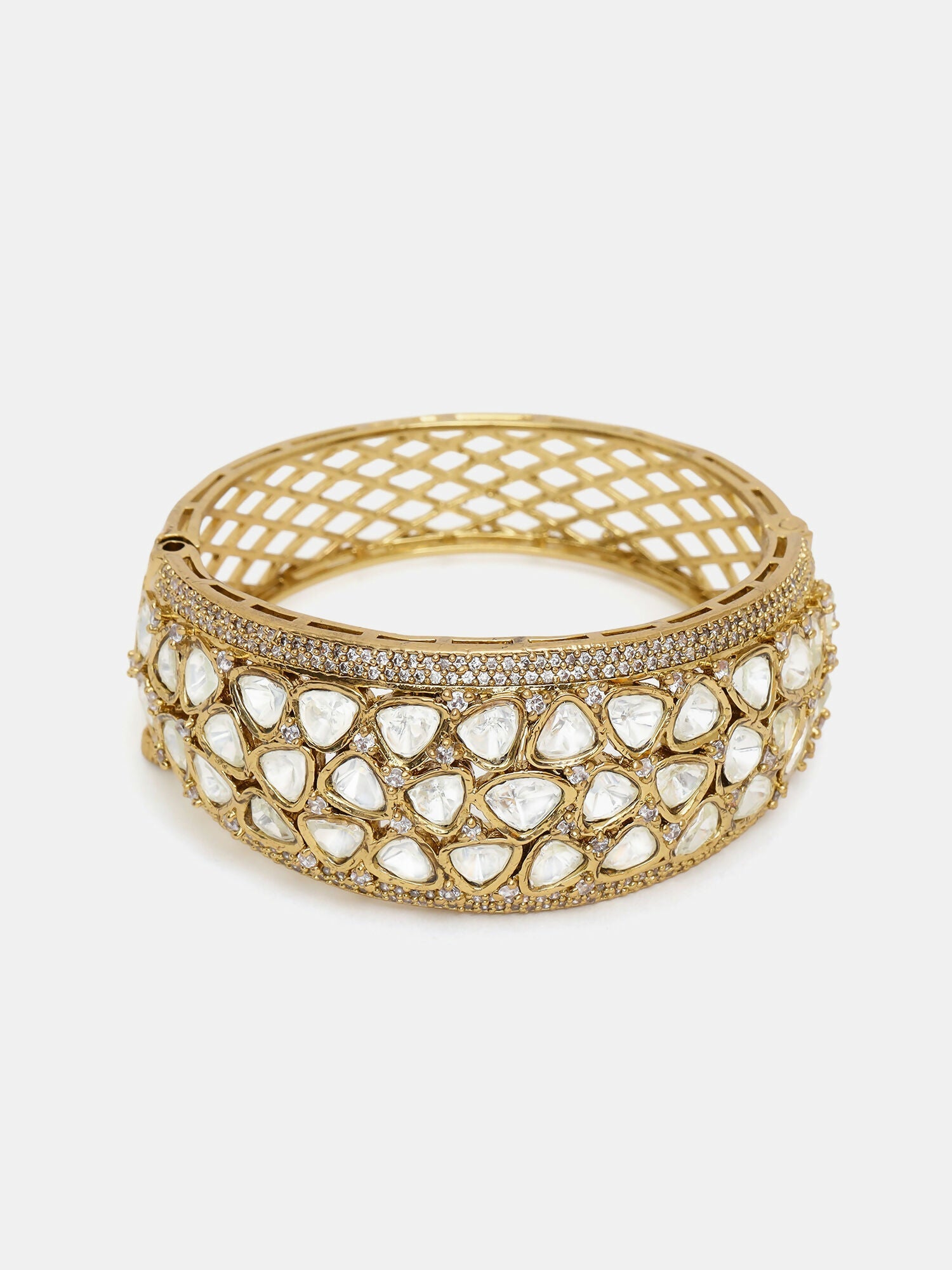 Ruby Raang 22k Gold Polished Kundan Bracelet - Distacart