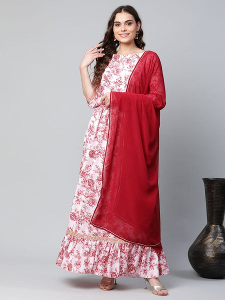 Ahalyaa Women Rayon Pretty Pink Printed Ready to Wear Lehenga Choli with Dupatta