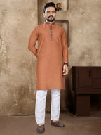 Anaita Orange Linen Silk Straight Kurta
