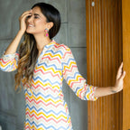 Aayaa Pure Muslin printed Kurti & Pant - Multi Color