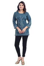 Snehal Creations Graceful Gray Faux Crepe Short Kurti Tunic Top