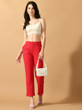 Myshka Women's Pink Straight Fit Party Trouser
