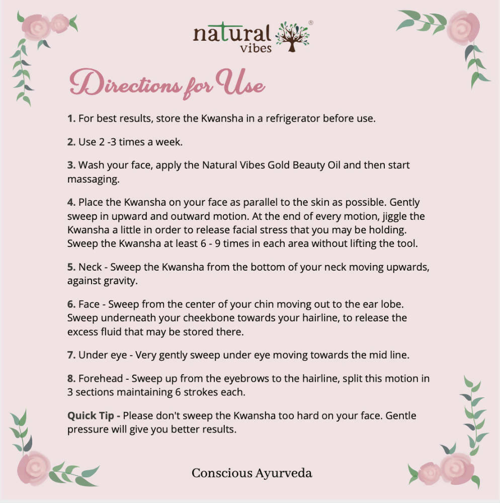 Natural Vibes Kwansha Face Massager with Free Gold Beauty Elixir Oil