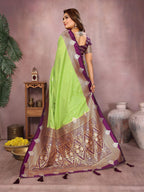 Aastha Fashion Parrot Green Silk Sarees Weaving Saree - Distacart