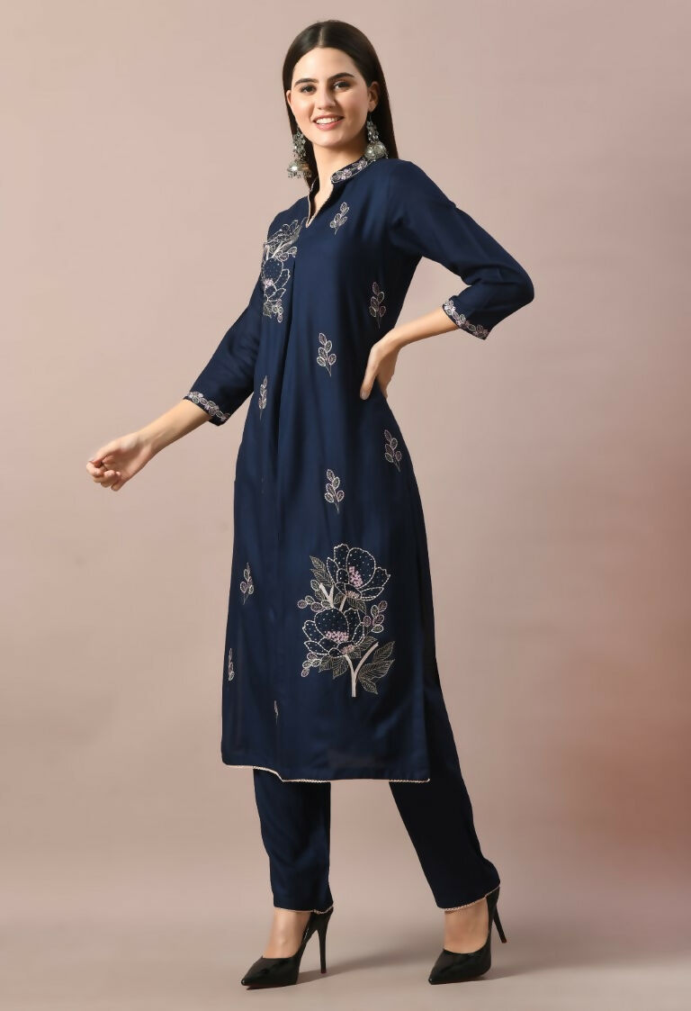 Joban Fashion Navy Cotton Rayon Kurta Set