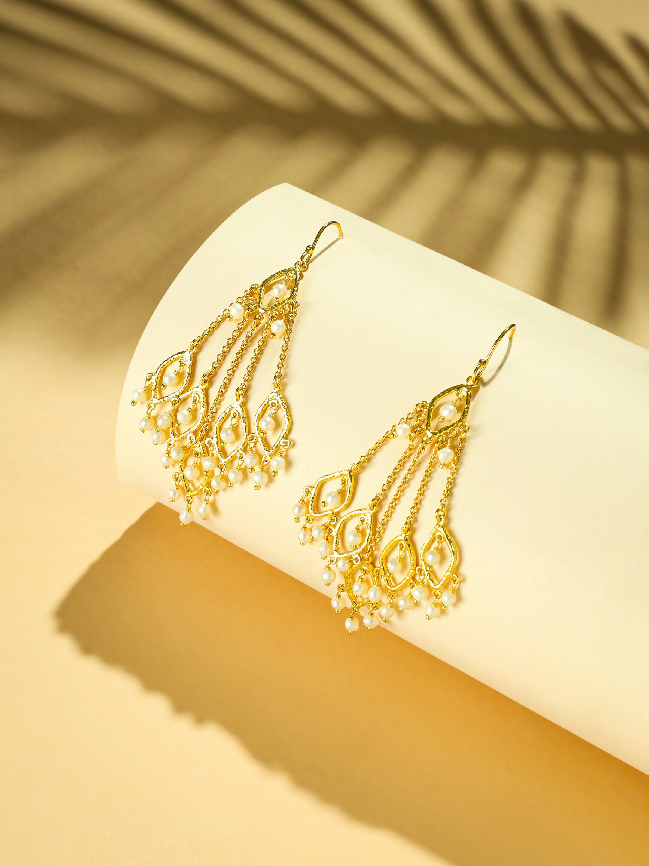 Nuyug 18k String of Pearls Gold Anti Tarnish Earrings - Distacart