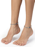 NVR Women's Evil Eye Black Silver Plated Adjustable Anklets - Distacart