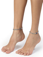 NVR Women's Evil Eye Black Silver Plated Adjustable Anklets - Distacart