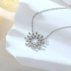 Cauer Moissanite Round Pendant Necklace in 925 Sterling Silver, White Gold Plated